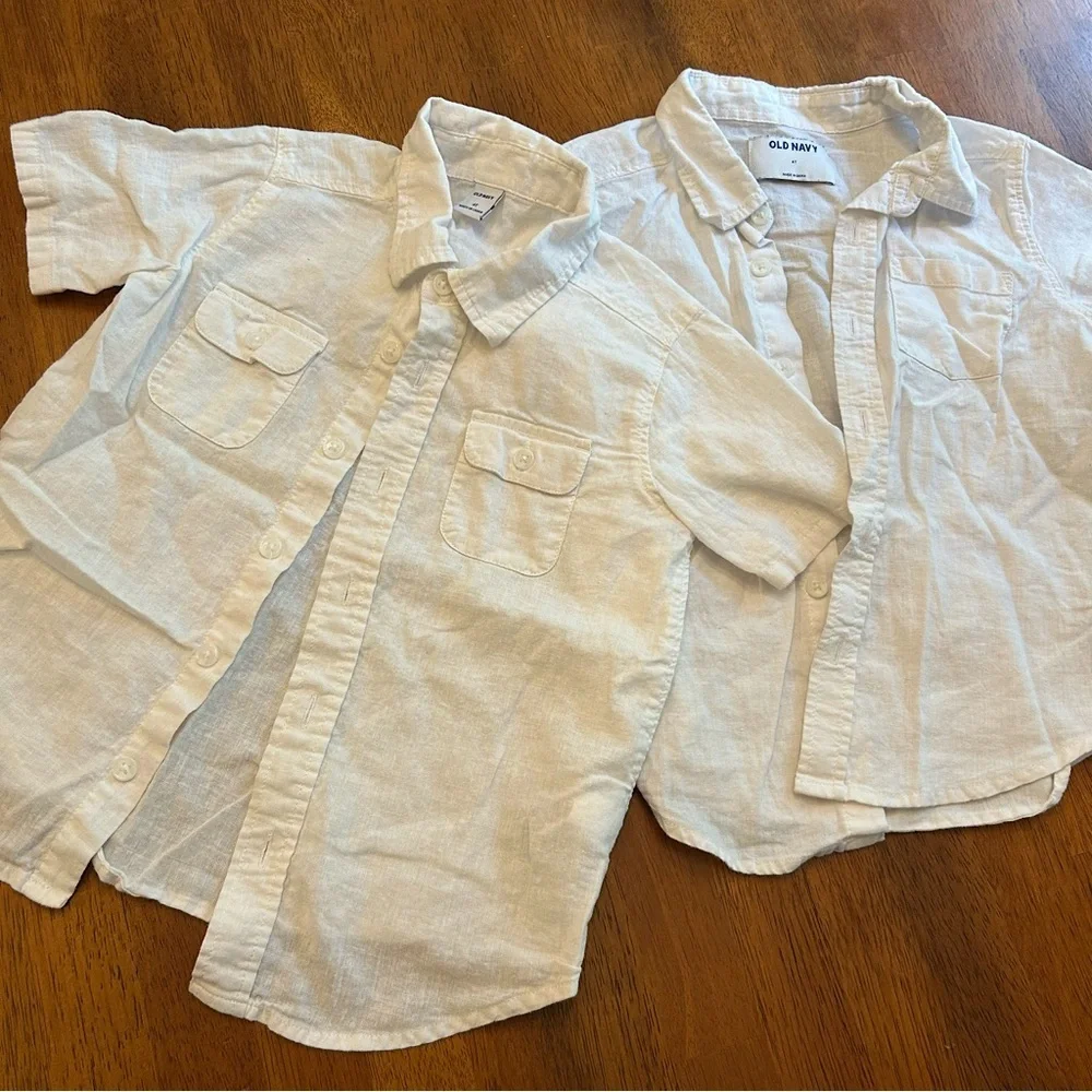 White Linen Blend Button Up Shirt Bundle | 4T Boys | 2-Pack | Old Navy
